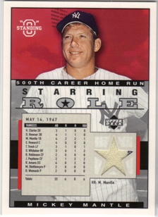 2003 Upper Deck Standing O Starring Role Game Jersey #MM Mickey Mantle SP/100