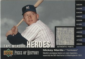 2002 UD Piece of History Tape Measure Heroes Jersey #MMA M.Mantle Pants SP/50