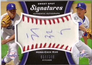2008 Sweet Spot Signatures Red Stitch Blue Ink #HK Hong-Chih Kuo/300