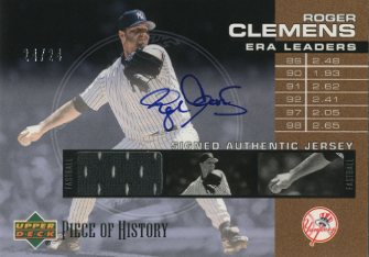 2002 UD Piece of History ERA Leaders Jersey Signatures #SELRC Roger Clemens
