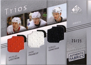 2008-09 SP Game Used Authentic Fabrics Trios #AF3LPG Nicklas Lidstrom/Dion Phaneuf/Sergei Gonchar
