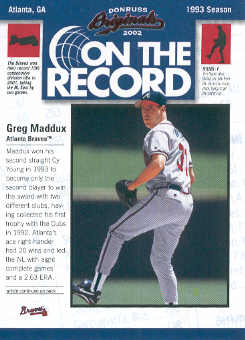 2002 Donruss Originals On The Record #7 Greg Maddux