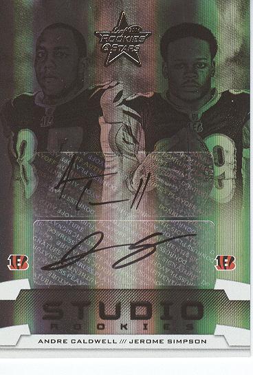 2008 Leaf Rookies and Stars Studio Rookies Combos Autographs #6 Andre Caldwell/Jerome Simpson