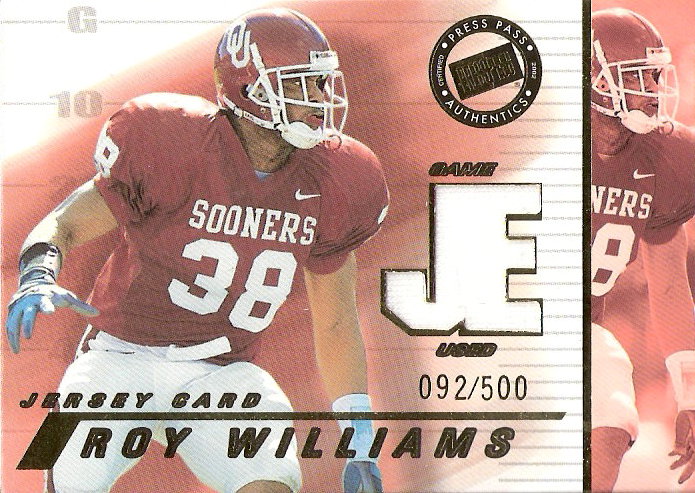 2002 Press Pass JE Game Used Jerseys #JERW Roy Williams