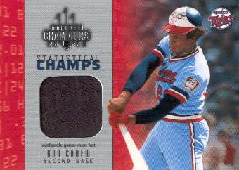 2003 Donruss Champions Statistical Champs Materials #27 Rod Carew Hat/150