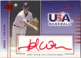 2003 USA Baseball National Team Signatures Red #6 Jered Weaver