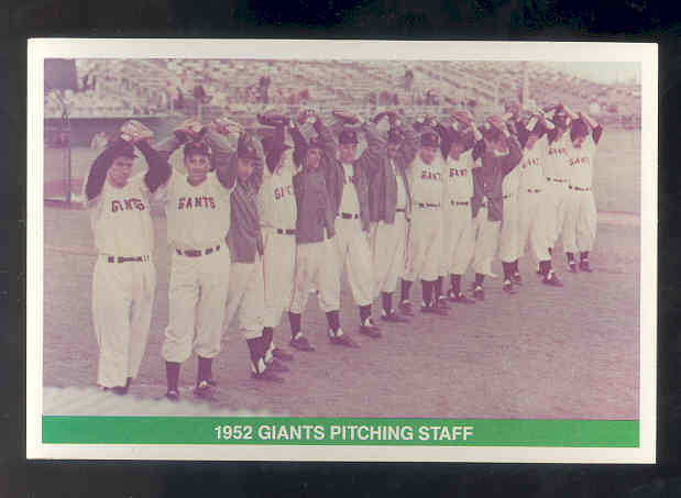 1984 TCMA Greats #32 Sal Maglie/Hoyt Wilhelm/Jim Hearn/Larry Jansen/Dave Koslo/Max Lanier/George Spencer/Al Corwin/Monte Kennedy/Bill Connelly/Hal Gregg/Mario Picone/Jack Harshman/George Bamberger/Roger Bowman/1952 Giants Pitching Staff