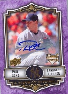 2009 UD A Piece of History Rookie Autographs Violet #111 Phil Coke