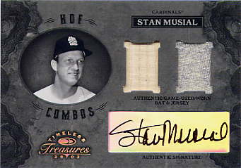 2003 Timeless Treasures HOF Combos Autographs #12 Stan Musial Bat-Jsy/25 front image