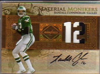 2007 Leaf Limited Material Monikers Jersey Number Prime #20 Randall Cunningham