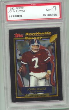 1992 Topps Finest Football #6 John Elway PSA Mint 9 Denver BRONCOS BEAUTIFUL!!