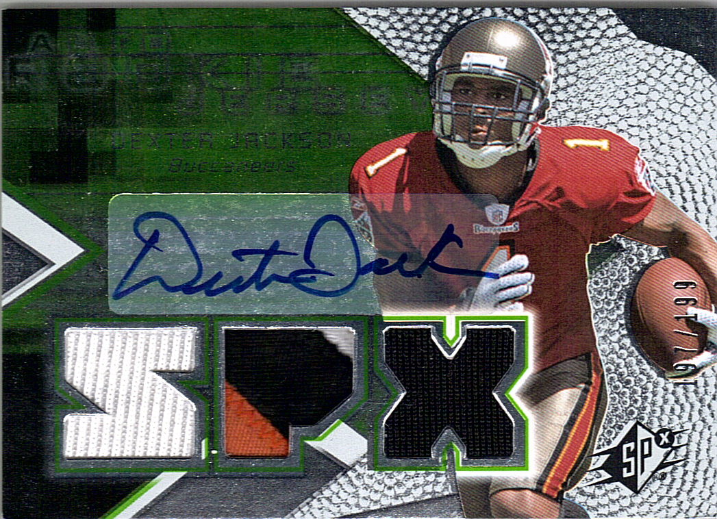 2008 SPx Green Holofoil Rookies #172 Dexter Jackson JSY AU