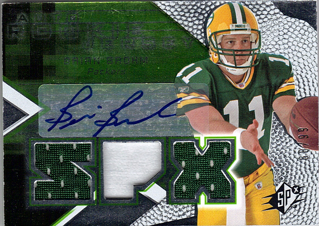 2008 SPx Green Holofoil Rookies #180 Brian Brohm JSY AU/99