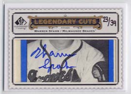 2009 SP Legendary Cuts Legendary Cut Signatures #LC300 Warren Spahn/39