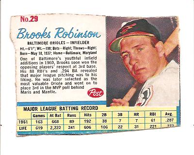 1962 Post #29 Brooks Robinson