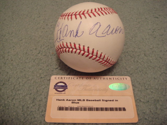 Hank Aaron Autographed Official MLB Baseball With Steiner COA