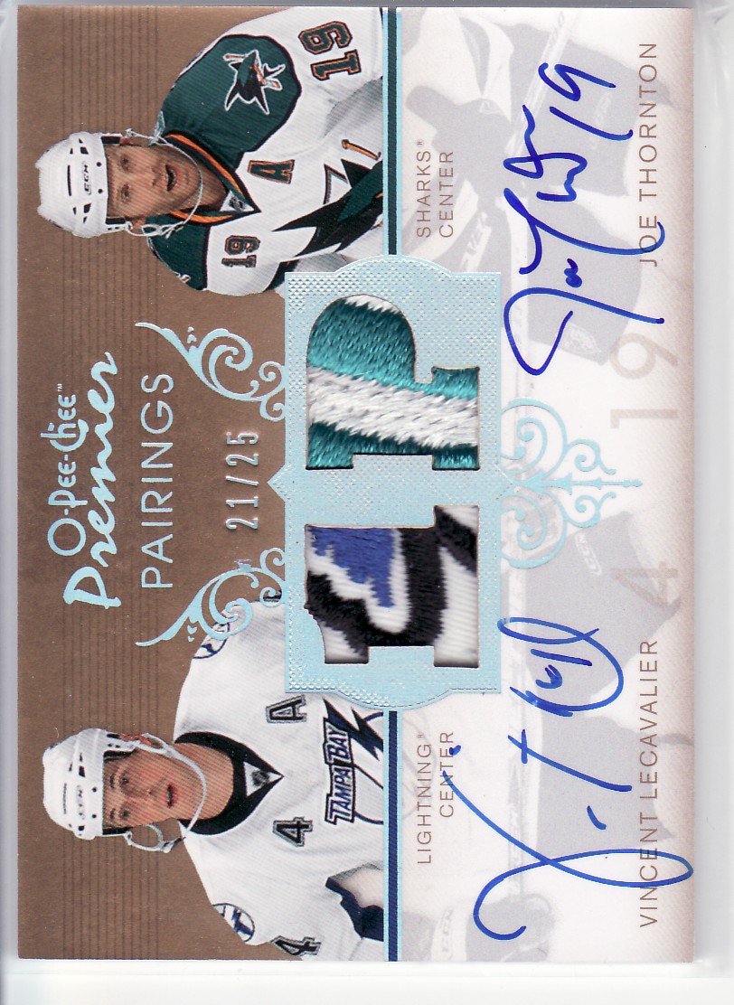 2007-08 OPC Premier Pairings Autographed Jerseys Patch #PCLT Vincent Lecavalier/Joe Thornton