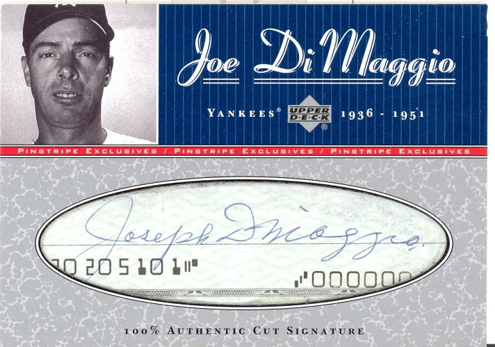 2001 Upper Deck Pinstripe Exclusives DiMaggio Memorabilia #C6 J.DiMaggio Cut/5