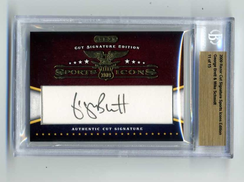 2009 Razor Cut Signature Edition Sports Icons George Brett Mike Schmidt Dual Auto #11/15 Royals Phillies HOFers (MLS)