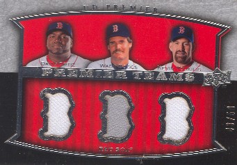 2008 Upper Deck Premier Teams Memorabilia #OBY David Ortiz/Wade Boggs/Kevin Youkilis/50