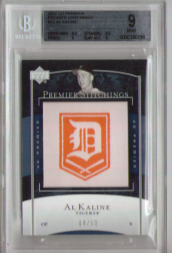 2007 Upper Deck Premier Stitchings #72  Al Kaline BGS  9.0 #04/50!!