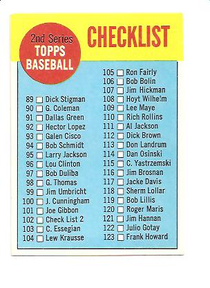 1963 Topps #102A Checklist 2 Red/Yellow
