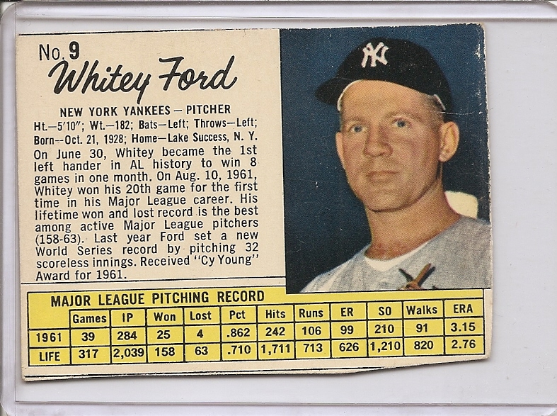 1962 Jello #9 Whitey Ford