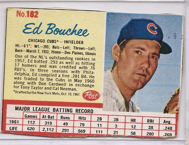 1962 Post #182 Ed Bouchee