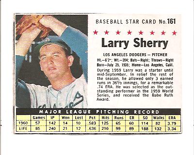 1961 Post #161B Larry Sherry BOX