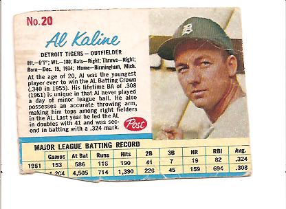 1962 Post #20 Al Kaline