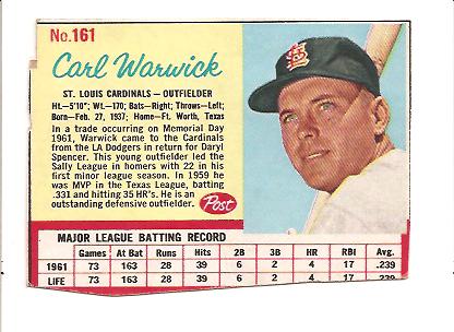 1962 Post #161 Carl Warwick