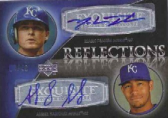 2007 Exquisite Collection Rookie Signatures Reflections Autographs #TS Mark Teahen/Angel Sanchez/40
