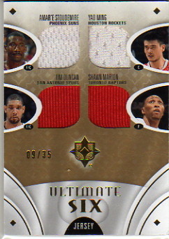 2008-09 Ultimate Collection Jerseys Six #US05AS Yao Ming/Amare Stoudemire/Manu Ginobili/Tim Duncan/Shawn Marion/Rashard Lewis