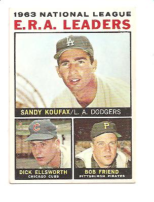 1964 Topps #1 NL ERA Leaders/Sandy Koufax/Dick Ellsworth/Bob Friend front image