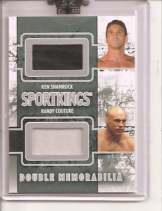 2009 Sportkings Double Memorabilia Silver #8 Ken Shamrock Shirt/19*/Randy Couture Shirt