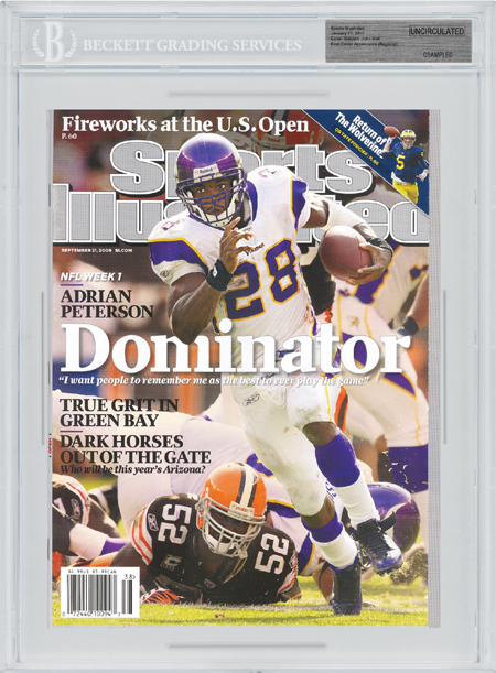 SPORTS ILLUSTRATED BGS Uncirculated ADRIAN PETERSON 9/21/09