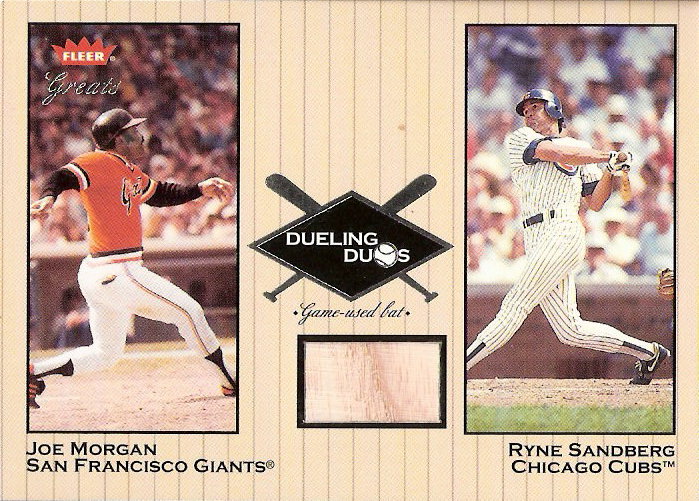 2002 Greats of the Game Dueling Duos Game Used Single #RS1 Joe Morgan/Ryne Sandberg Bat