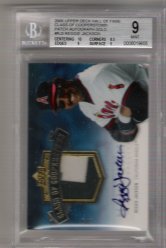 2005 Upper Deck Hall Of Fame Class Of Cooperstown PATCH Autograph Gold #RJ3 Reggie Jackson #3/5! BGS MINT 9! BGS PRISTINE 10 Autograph!