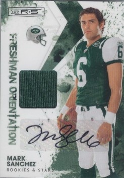 2009 Donruss Rookies and Stars Freshman Orientation Materials Jerseys Autographs #29 Mark Sanchez/25
