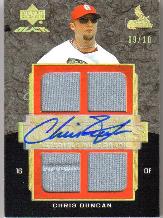 2007 UD Black Prodigious Materials Autographs Gold Spectrum #CD Chris Duncan