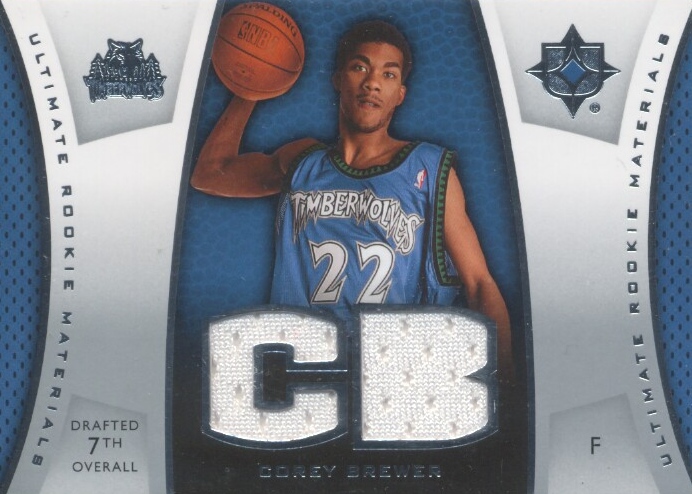 2007-08 Ultimate Collection Materials Rookies #CB Corey Brewer