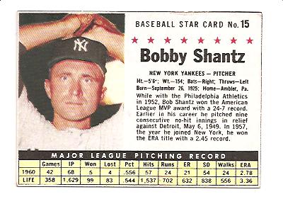 1961 Post #15 Bobby Shantz BOX only