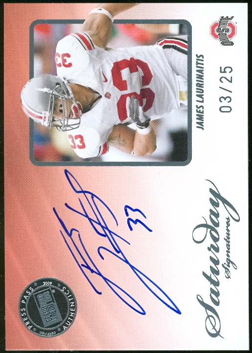 2009 Press Pass Legends Saturday Signatures Platinum #SSJL James Laurinaitis