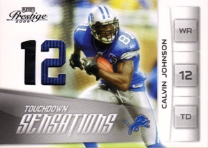 2009 Playoff Prestige TD Sensations Materials Prime #15 Calvin Johnson/50