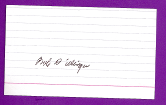 Bob Dillinger Auto 3x5 index card Autograph Played 1946-51 Browns, Athletics, Pirates, White Sox (NC61) 