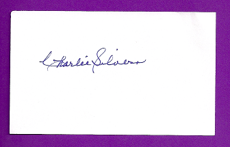 Charlie Silvera Auto 3x5 index card Autograph Played 1948-57 New York Yankees, Chicago Cubs (NC63) 