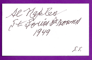 Al Naples Auto 3x5 index card Autograph Played 1949 St Louis Browns (NC69)