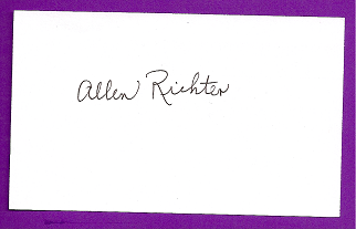 Al Richter Auto 3x5 index card Autograph Played 1951-53 Boston Red Sox (NC67)