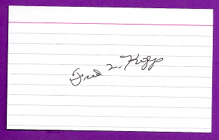 Fred Kipp Auto 3x5 index card Autograph Played 1957-60 Brooklyn Dodgers, Los Angeles Dodgers, New York Yankees (NC71)