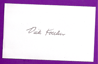 Dick Koecher Auto 3x5 index card Autograph Played 1946-48 Philadelphia Phillies (NC82)